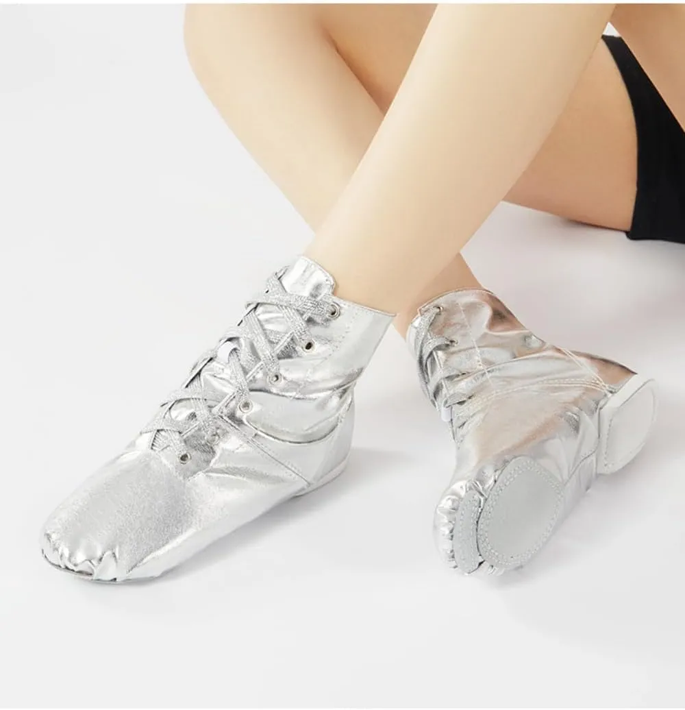 Unisex Kids Lace-up Jazz Dance Shoes Canvas Soft Leather Split Sole Ballet Boots for Girls Boys (Toddler/Little Kid/Big Kid)