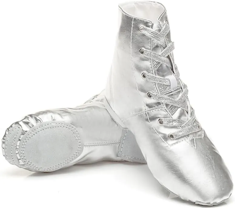 Unisex Kids Lace-up Jazz Dance Shoes Canvas Soft Leather Split Sole Ballet Boots for Girls Boys (Toddler/Little Kid/Big Kid)
