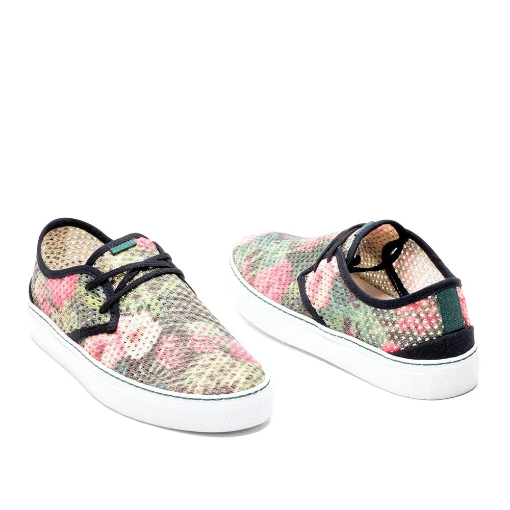 Vegan sneaker mesh black flowers SID015