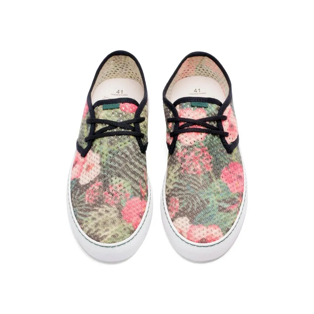 Vegan sneaker mesh black flowers SID015