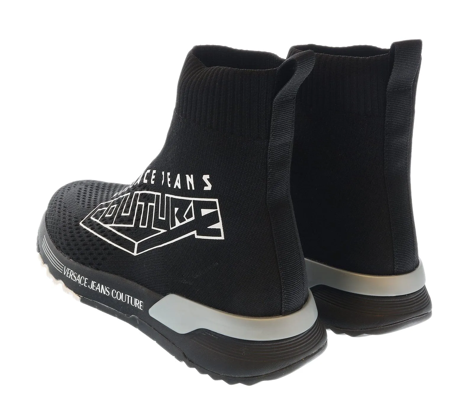 Versace Jeans Couture Black Knit Sock Fashion Ankle Boot Sneakers-