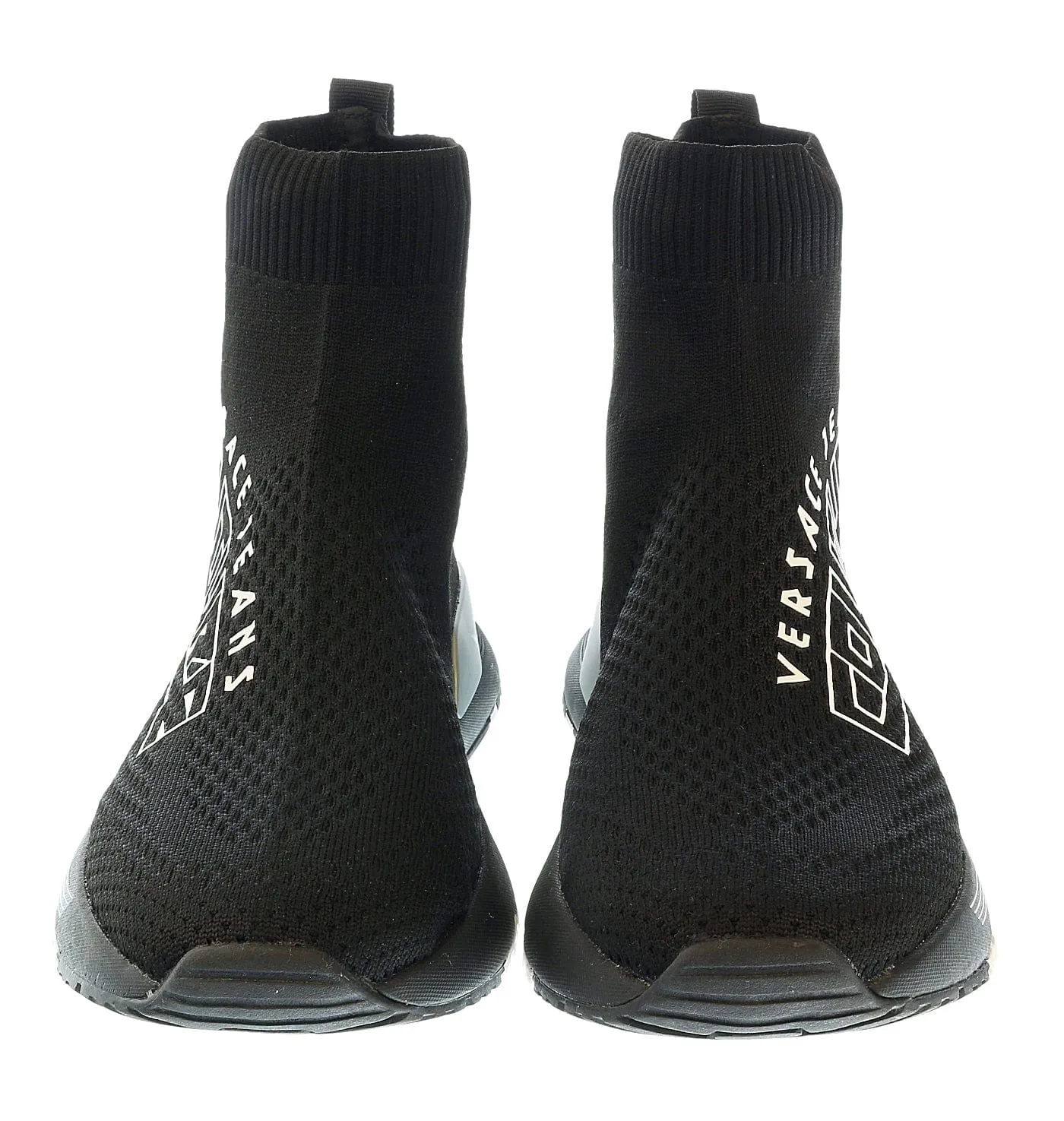 Versace Jeans Couture Black Knit Sock Fashion Ankle Boot Sneakers-