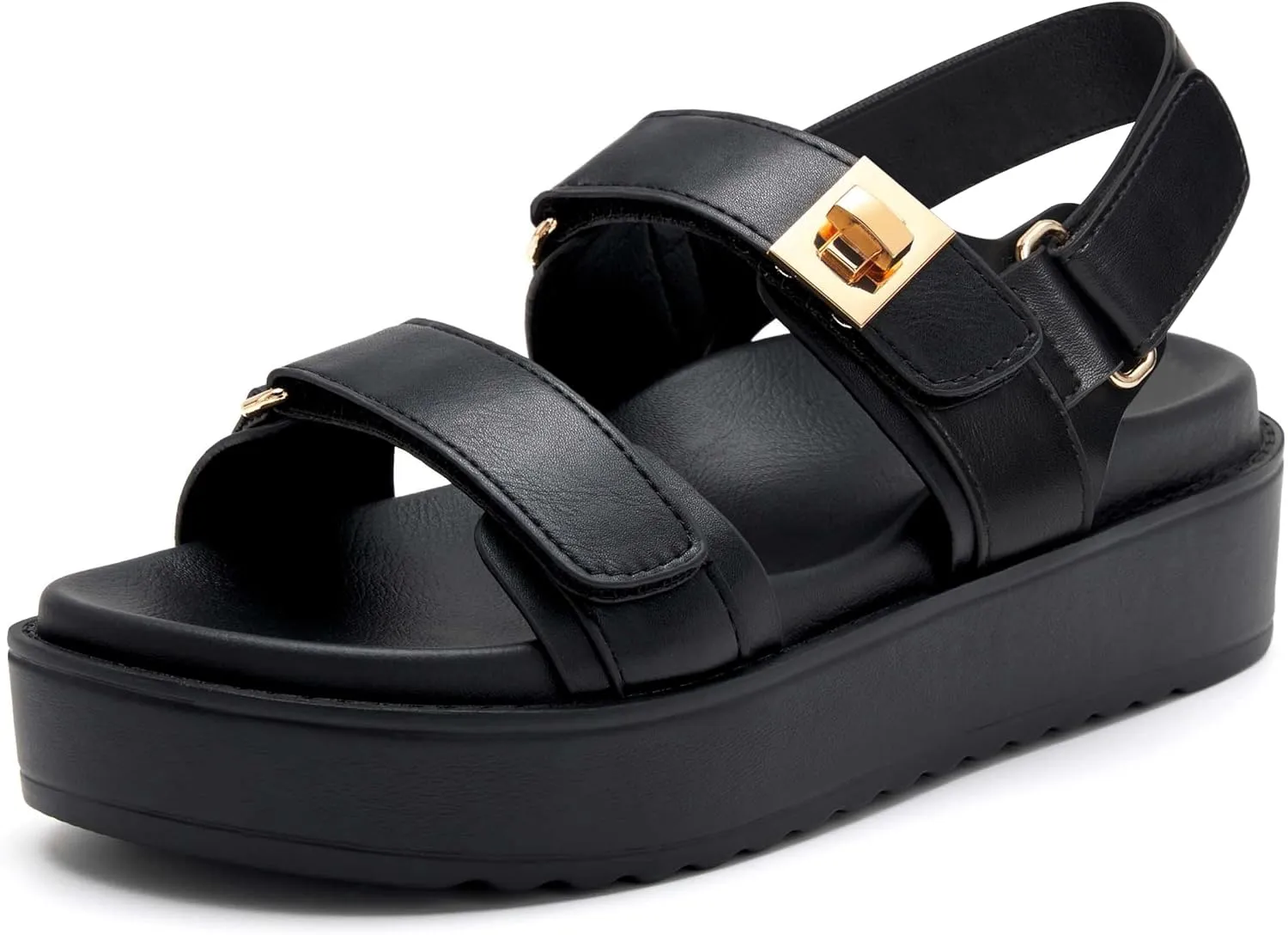 vodvob Womens Flat Sandals with Soft Cushioned Footbed Open Toe Slides Adjustable Slip On Slippers for Summer