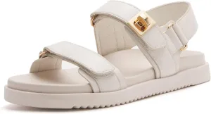 vodvob Womens Flat Sandals with Soft Cushioned Footbed Open Toe Slides Adjustable Slip On Slippers for Summer