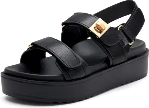 vodvob Womens Flat Sandals with Soft Cushioned Footbed Open Toe Slides Adjustable Slip On Slippers for Summer