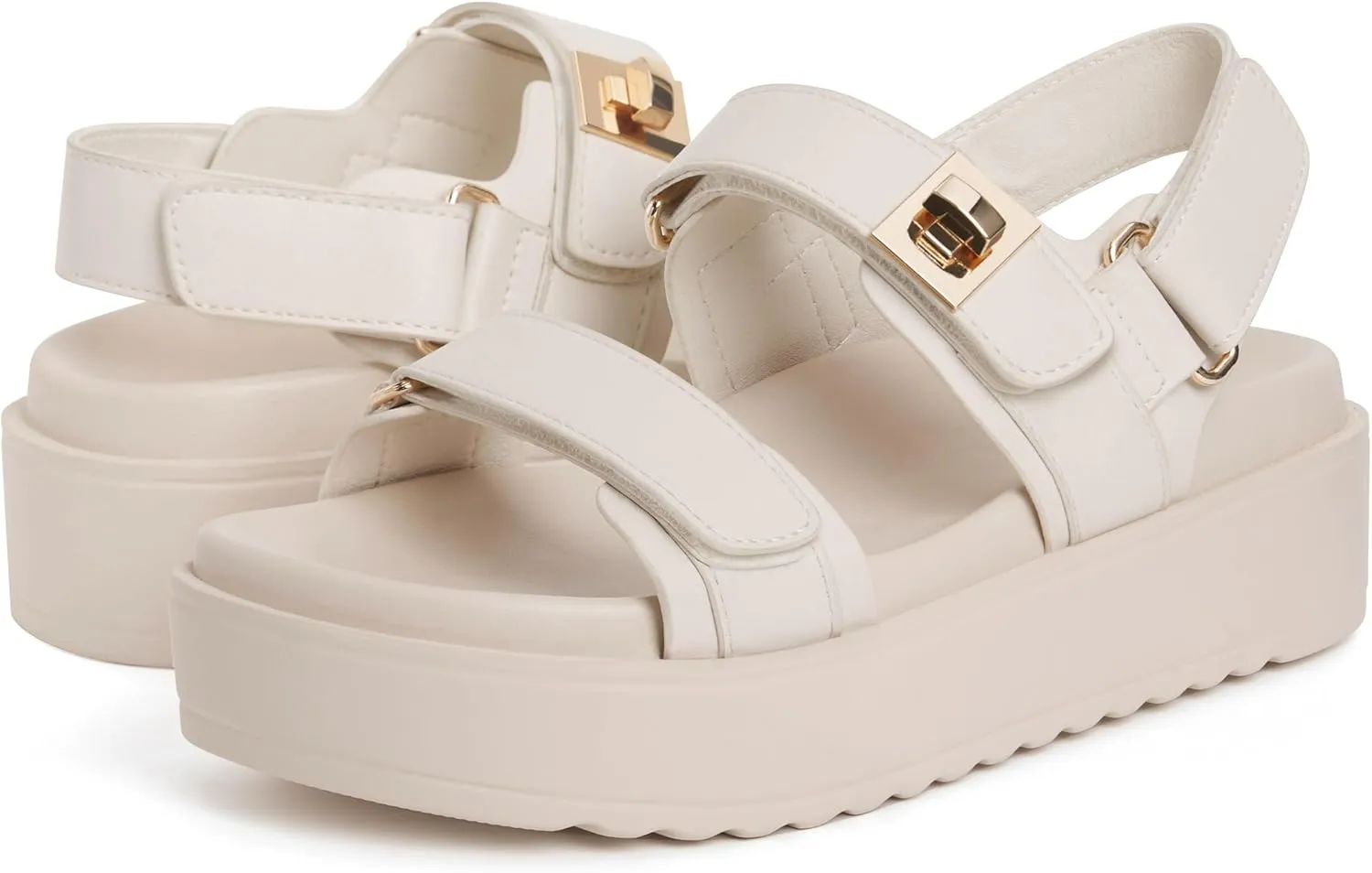 vodvob Womens Flat Sandals with Soft Cushioned Footbed Open Toe Slides Adjustable Slip On Slippers for Summer