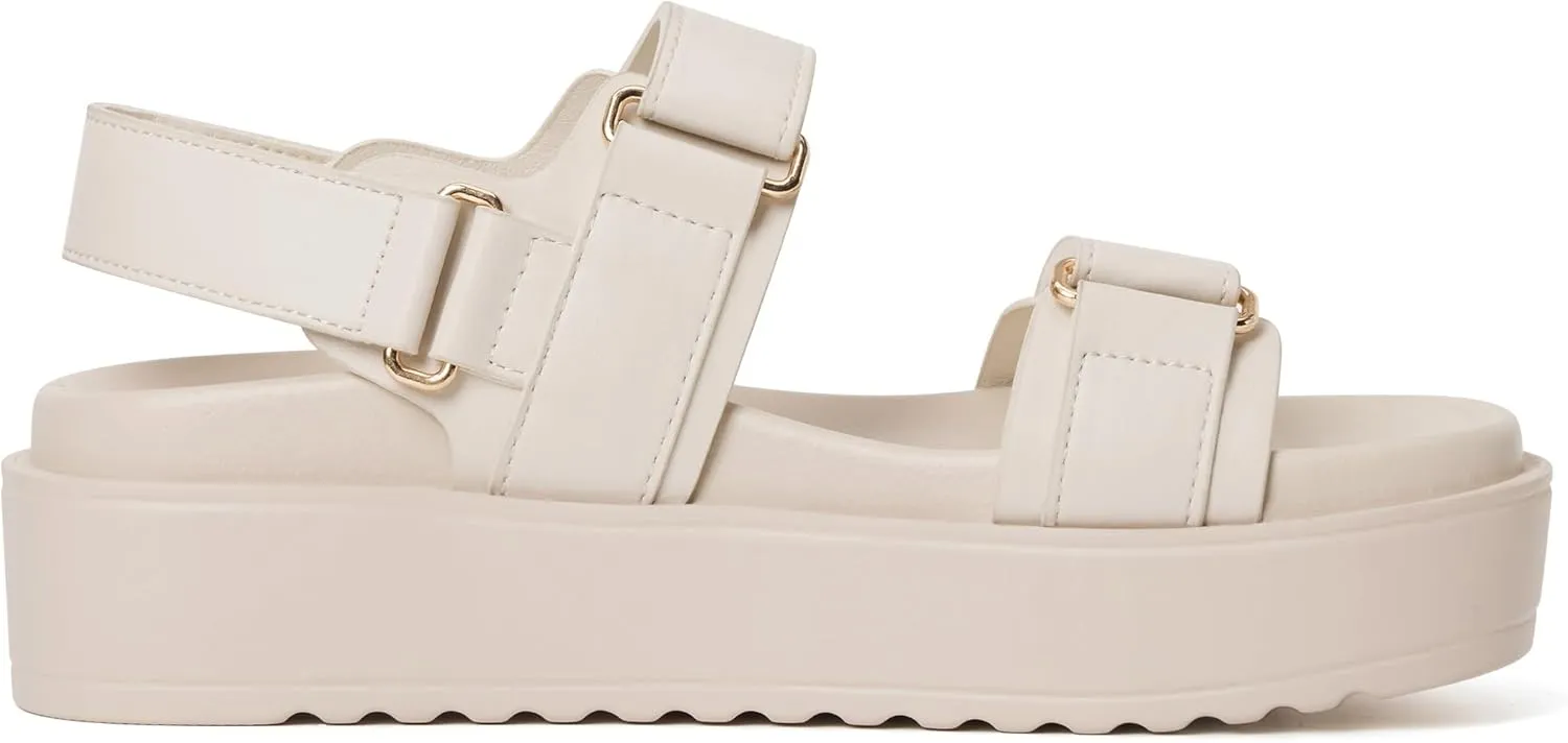 vodvob Womens Flat Sandals with Soft Cushioned Footbed Open Toe Slides Adjustable Slip On Slippers for Summer