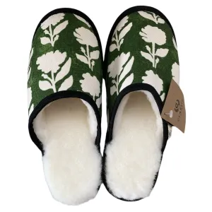 White Flowers XL White Slippers