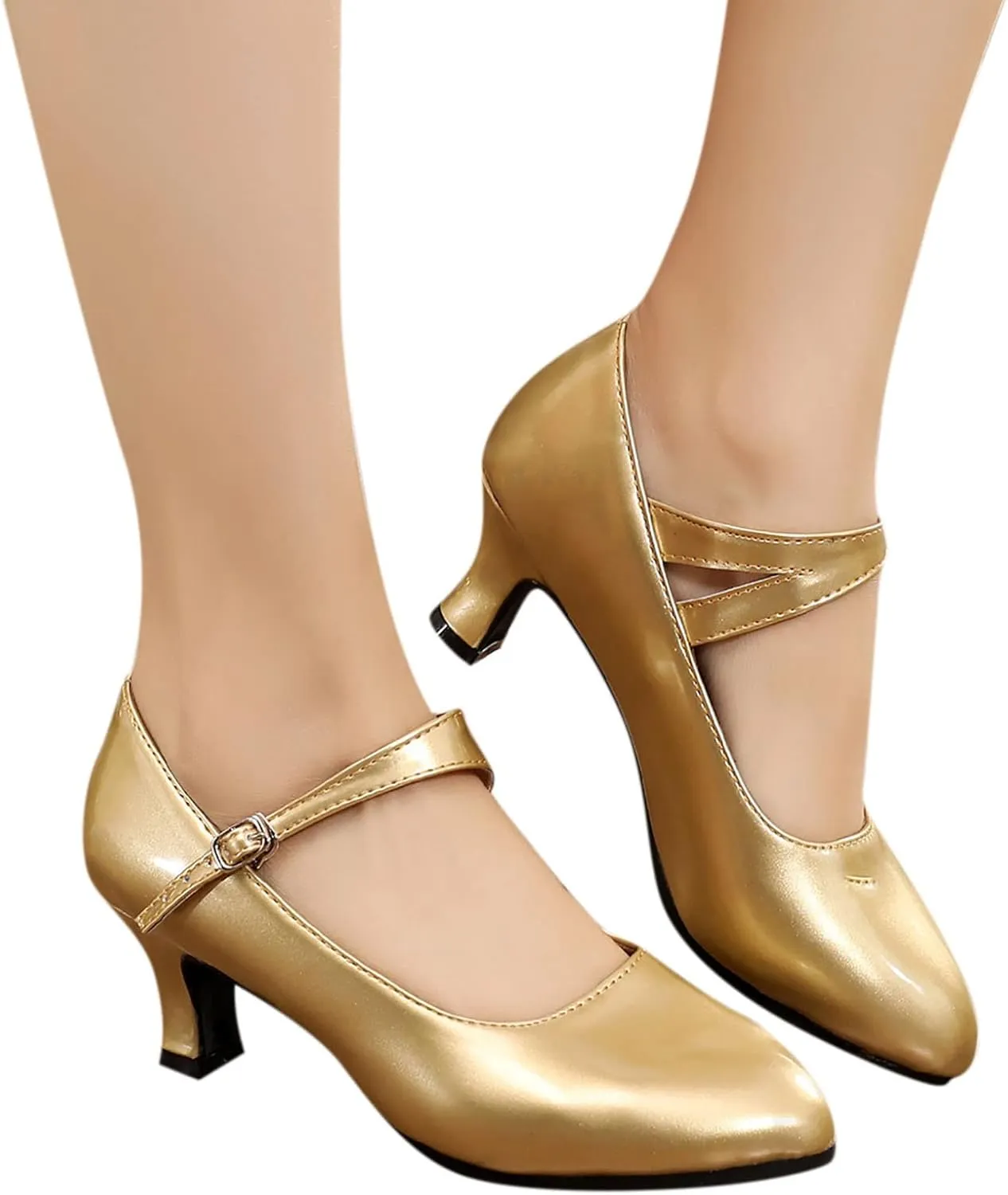 Women Rhinestone Ballroom Dance Shoes Latin Salsa Performance Dance Shoes Womens Plastic Sandals Size 7 (Gold, 6.5)