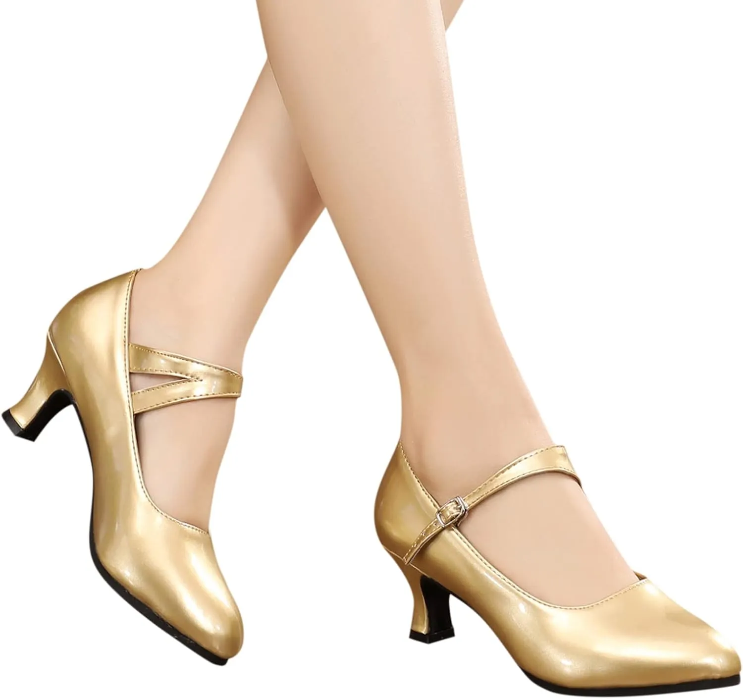 Women Rhinestone Ballroom Dance Shoes Latin Salsa Performance Dance Shoes Womens Plastic Sandals Size 7 (Gold, 6.5)