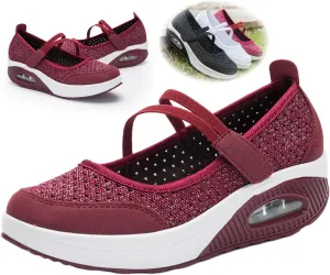 Women's Air Cushion Walking Shoes  Lightweight Breathable Mesh Sneakers with Non-Slip Sole, Adjustable Strap & Arch Support  Comfortable for Work,Nursing,Travel