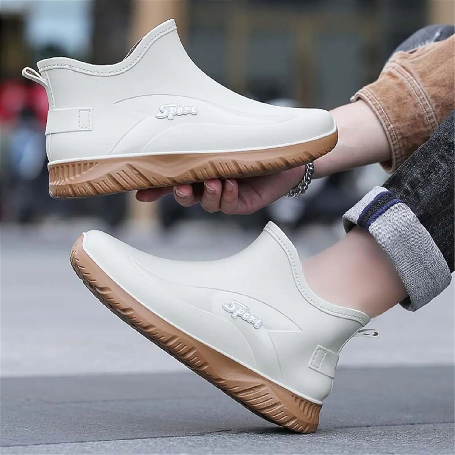 Women's Ankle Fishing Deck Boots Short Waterproof Rubber Rain Boots Lightweight Non Slip Garden Work Shoes