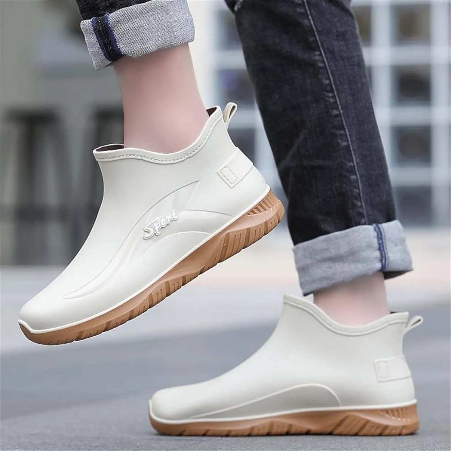 Women's Ankle Fishing Deck Boots Short Waterproof Rubber Rain Boots Lightweight Non Slip Garden Work Shoes