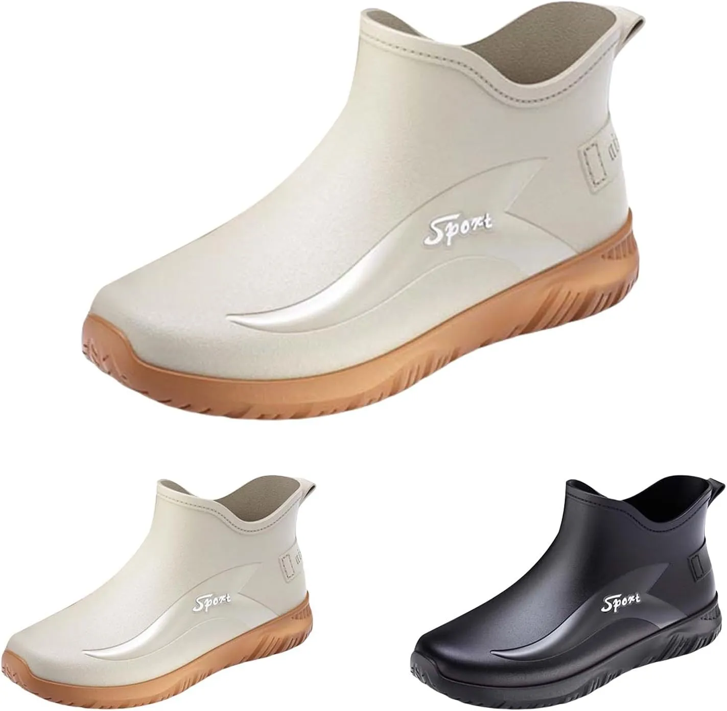 Women's Ankle Fishing Deck Boots Short Waterproof Rubber Rain Boots Lightweight Non Slip Garden Work Shoes