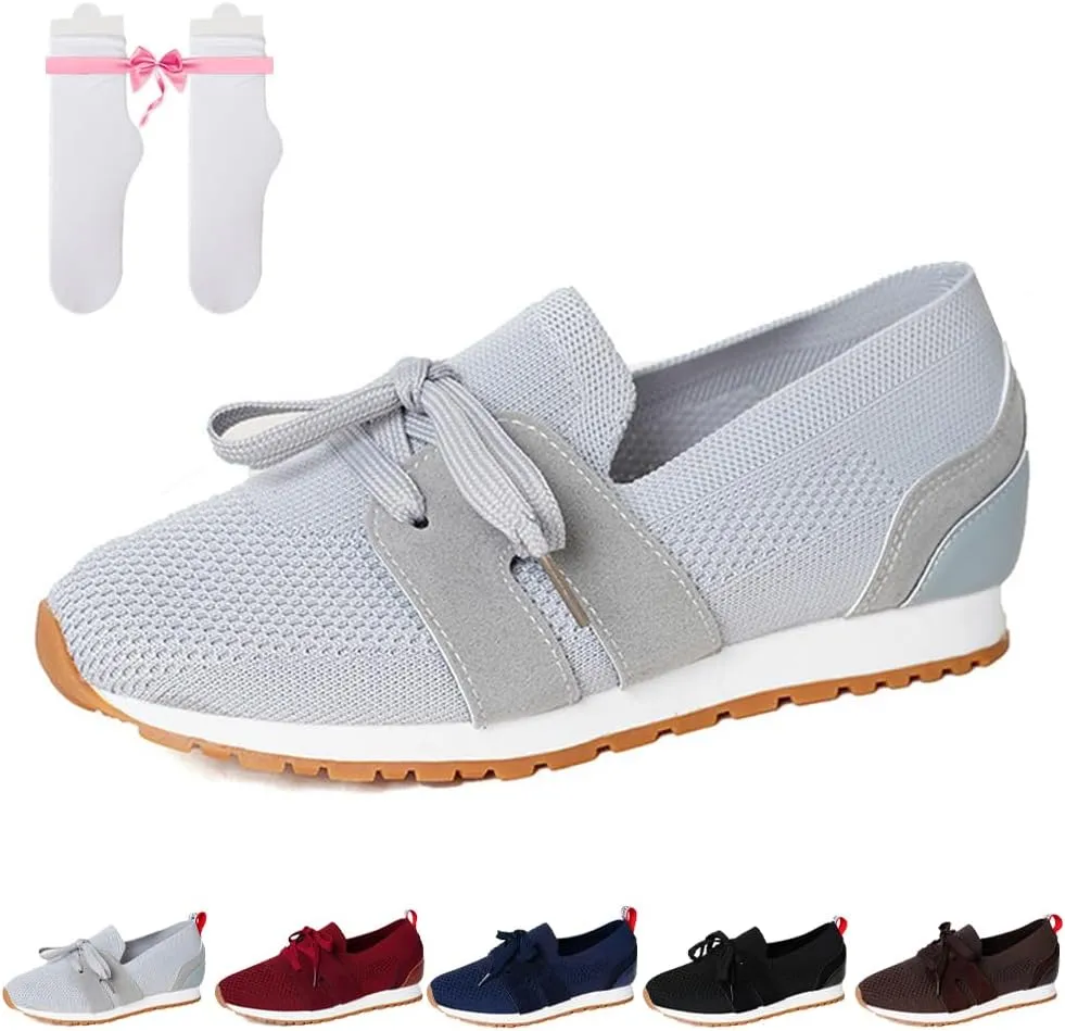 Womens Breathable Flying Woven Orthopedic Sneakers, Comfortable Casual Slip On Orthopedic Walking Shoes for Women