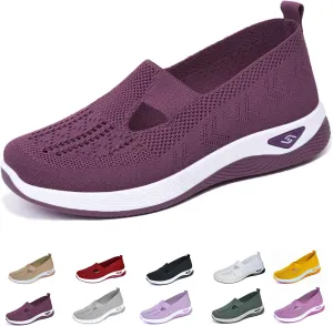 Women's Comfortable Breathable Knitted Sneakers, Orthopedic Shoes for Women with Arch Support, Slip On Casual Sneakers Shoes