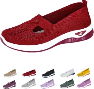 Women's Comfortable Breathable Knitted Sneakers, Orthopedic Shoes for Women with Arch Support, Slip On Casual Sneakers Shoes