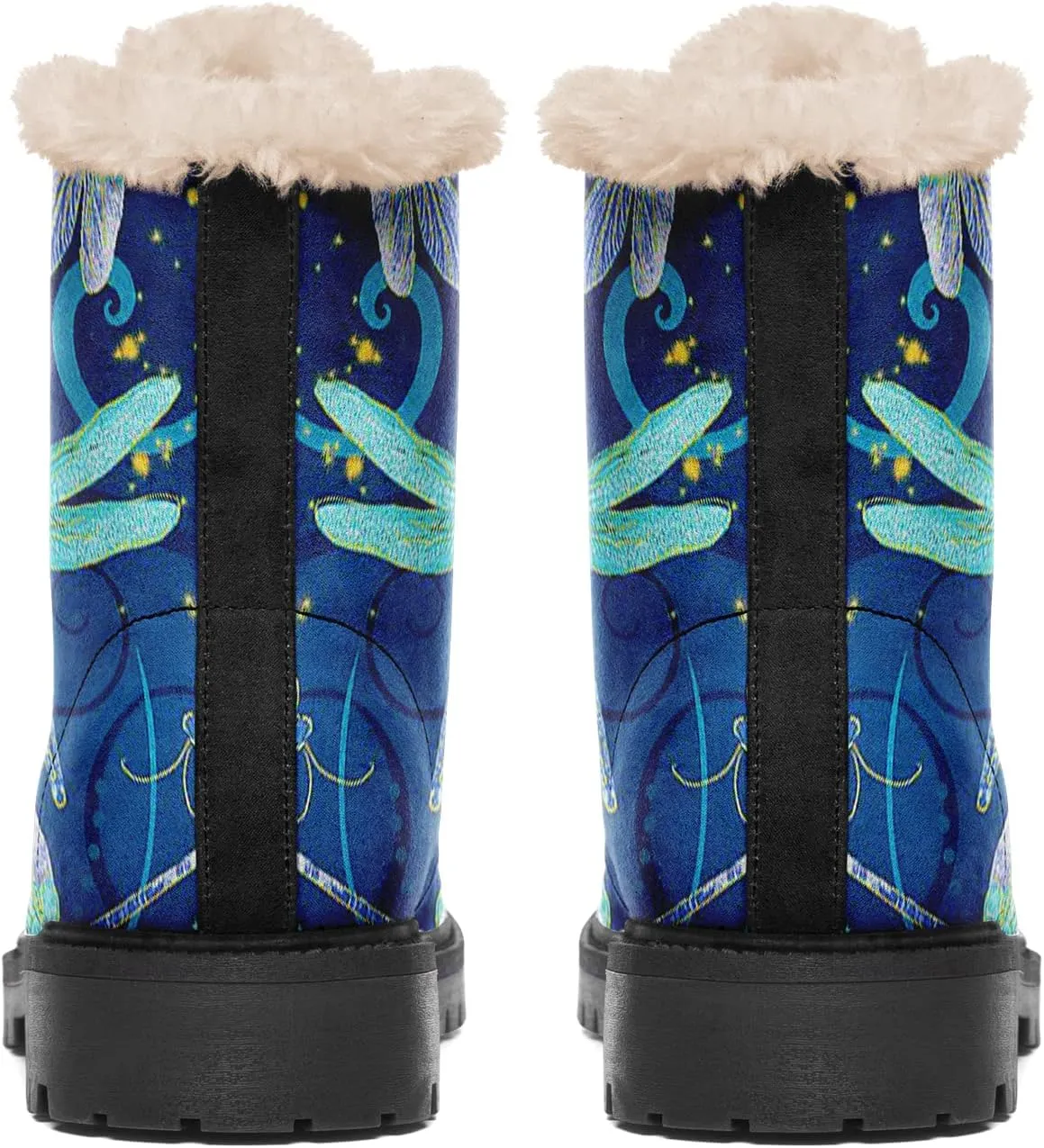 Women's Fur Snow Boots Floral Animal Print Warm Comfortable Winter Ankle Boots Waterproof Vegan Leather Boots
