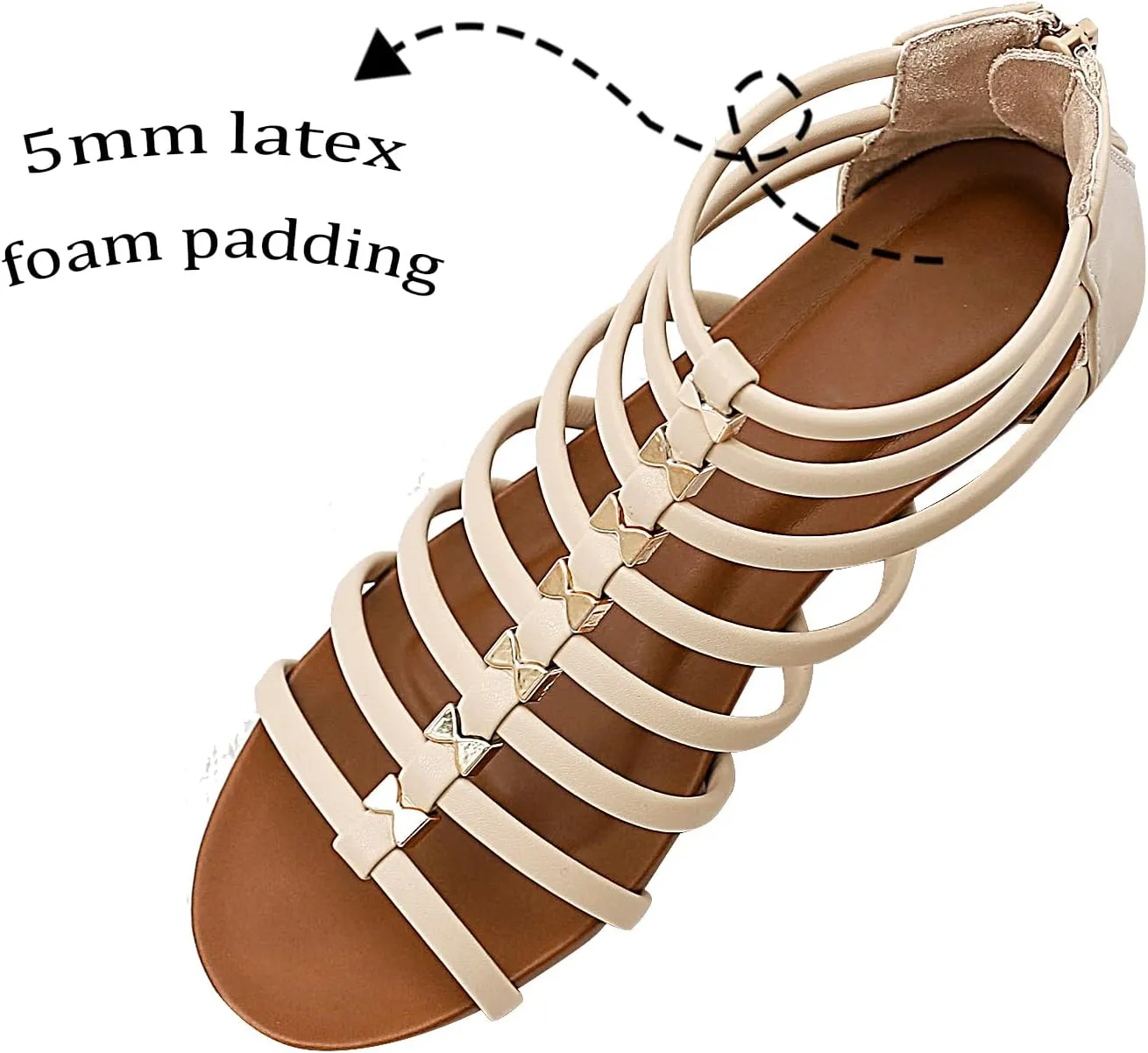 Womens Gladiator Sandals Zipper Strappy Wedge Sandal Roman Shoes For girls