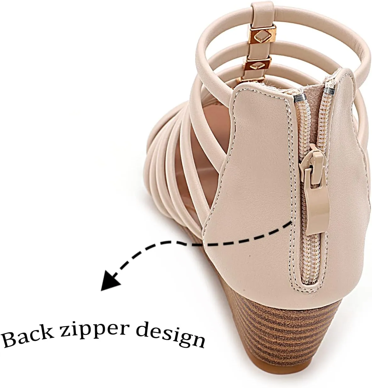 Womens Gladiator Sandals Zipper Strappy Wedge Sandal Roman Shoes For girls