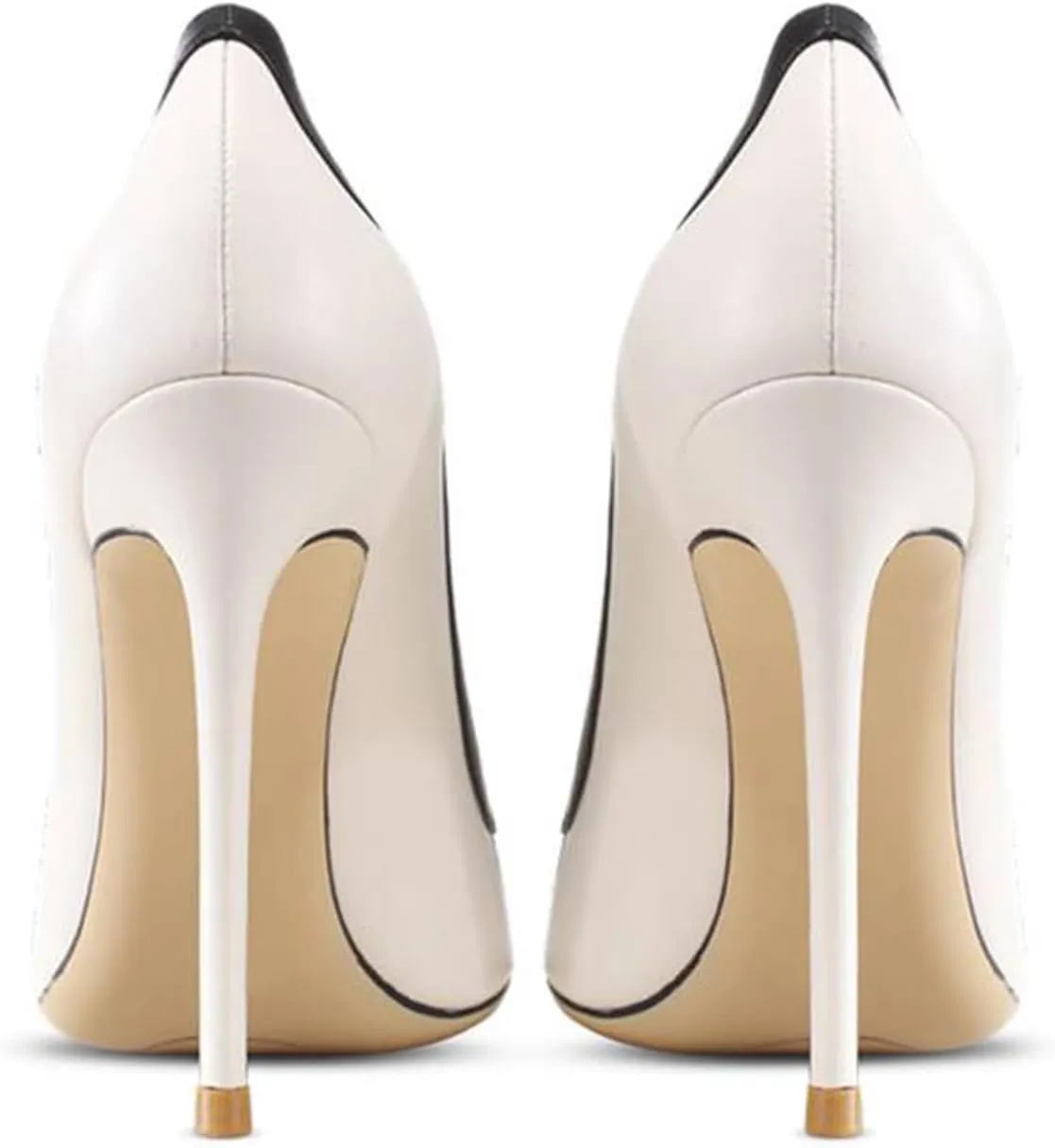 Women's High Heels, Large Size Stiletto Heels 10 CM Courts Shoes Black White Splicing Bow Slip-on Pumps Dress Closed Pointed Toe Dinner Party Prom Wedding, 38 EU,White