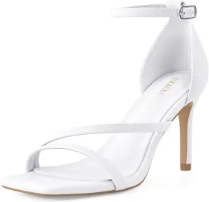 Women's High Heels Stilettos Strappy Heeled Sandals Ankle Buckle Square Toe Comfortable Casual Dress Pumps Shoes