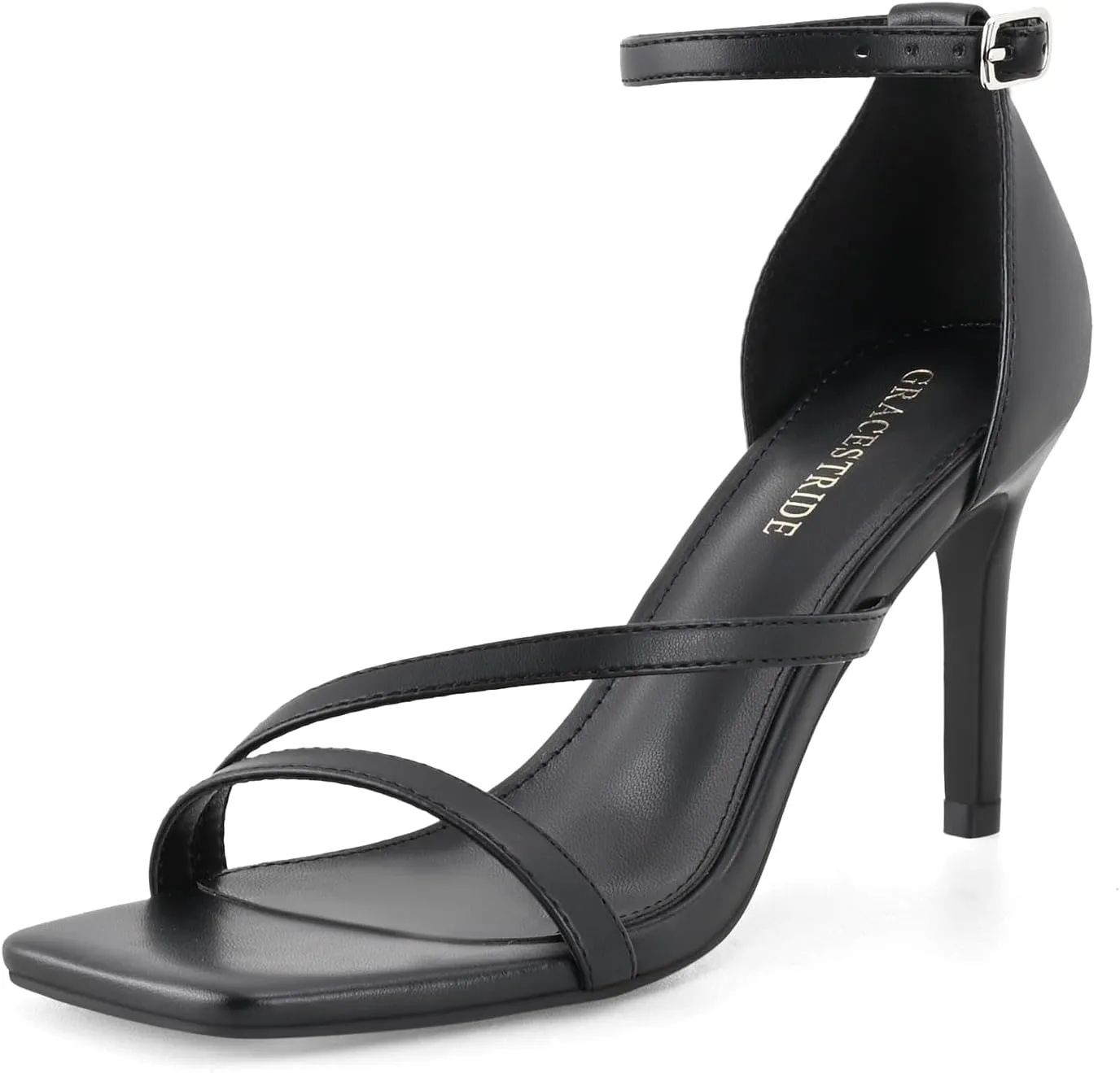 Women's High Heels Stilettos Strappy Heeled Sandals Ankle Buckle Square Toe Comfortable Casual Dress Pumps Shoes