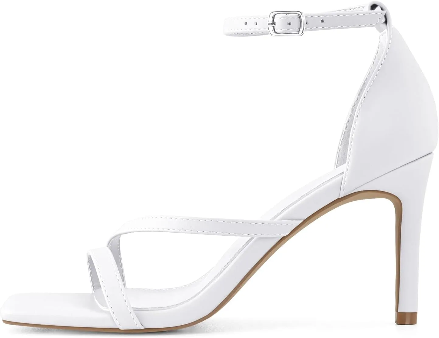 Women's High Heels Stilettos Strappy Heeled Sandals Ankle Buckle Square Toe Comfortable Casual Dress Pumps Shoes
