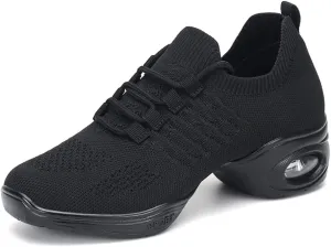 Women's Jazz Shoes Lace-up Sneakers Modern Dance Shoes Cushion Platform Walking Dance Shoes