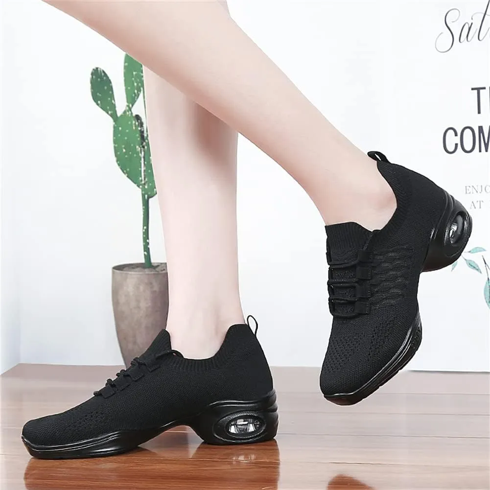 Women's Jazz Shoes Lace-up Sneakers Modern Dance Shoes Cushion Platform Walking Dance Shoes