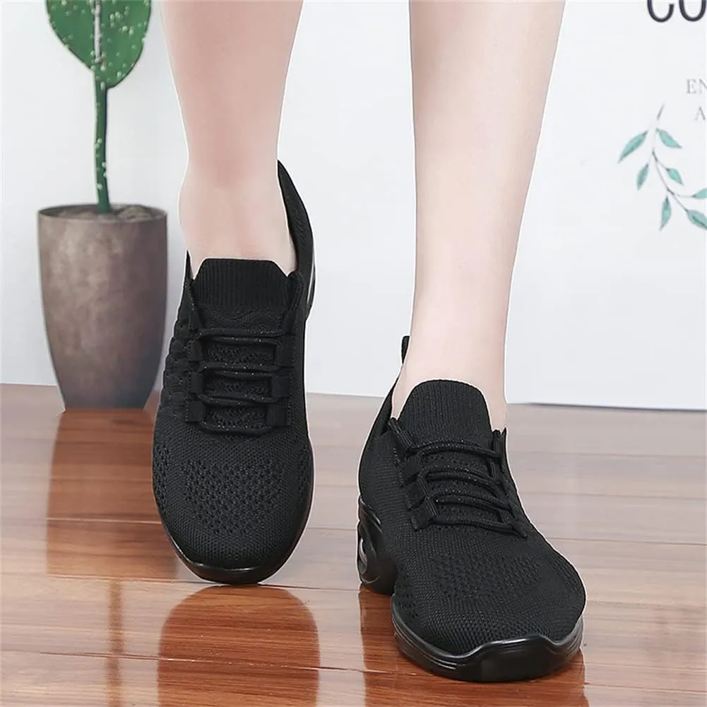 Women's Jazz Shoes Lace-up Sneakers Modern Dance Shoes Cushion Platform Walking Dance Shoes
