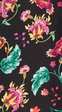 Women’s Midi Dress in Multicolour Floral Print with Black Accents, Long Sleeve, Waist Tie Detail, and Button Front Closure