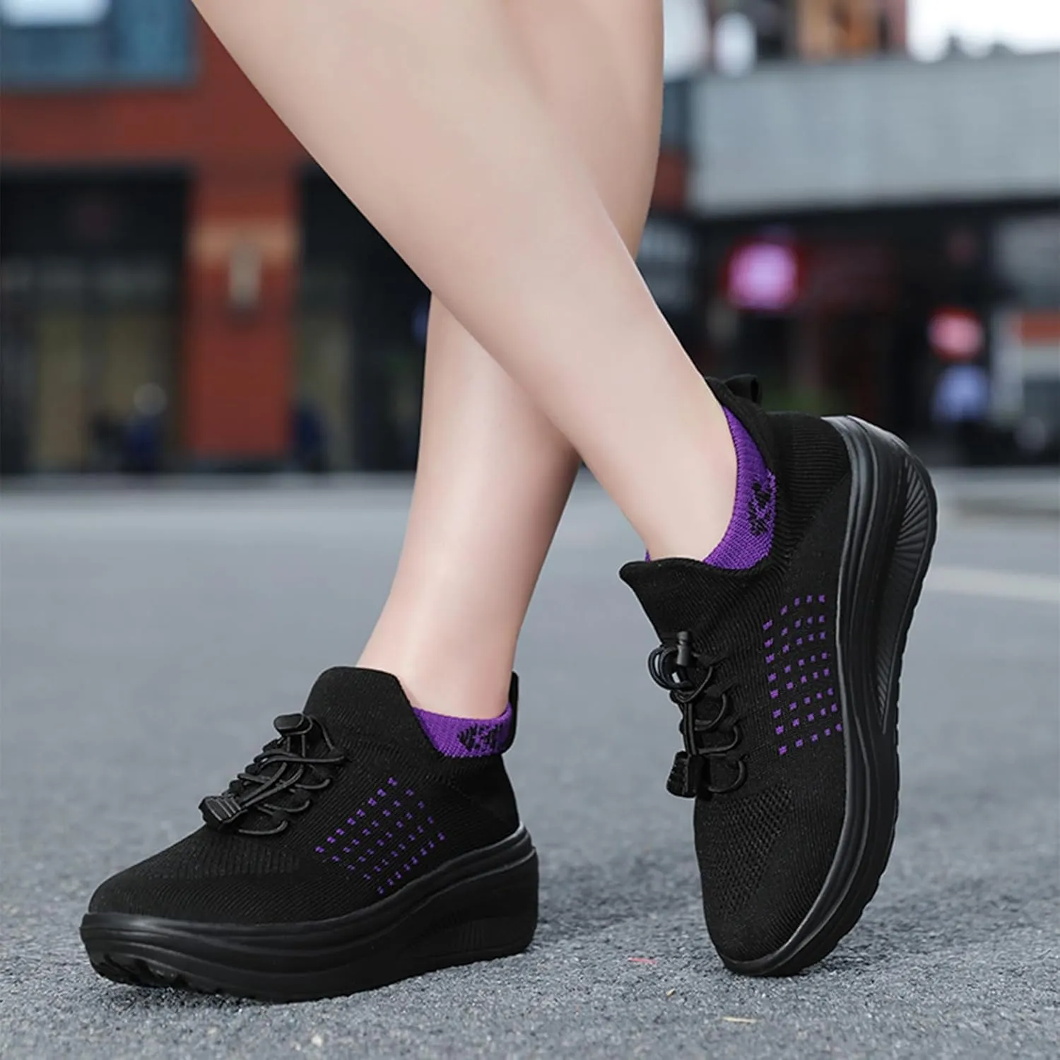 Women's Orthopedic Sock Sneakers Stretchy Mesh Slip-On Increase Height Walking Shoes Casual Comfortable Nursing Work Shoes