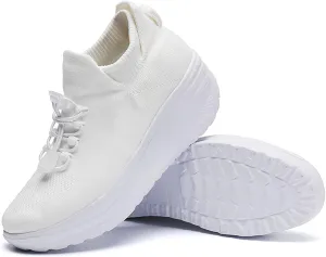 Women's Orthopedic Sock Sneakers Stretchy Mesh Slip-On Increase Height Walking Shoes Casual Comfortable Nursing Work Shoes