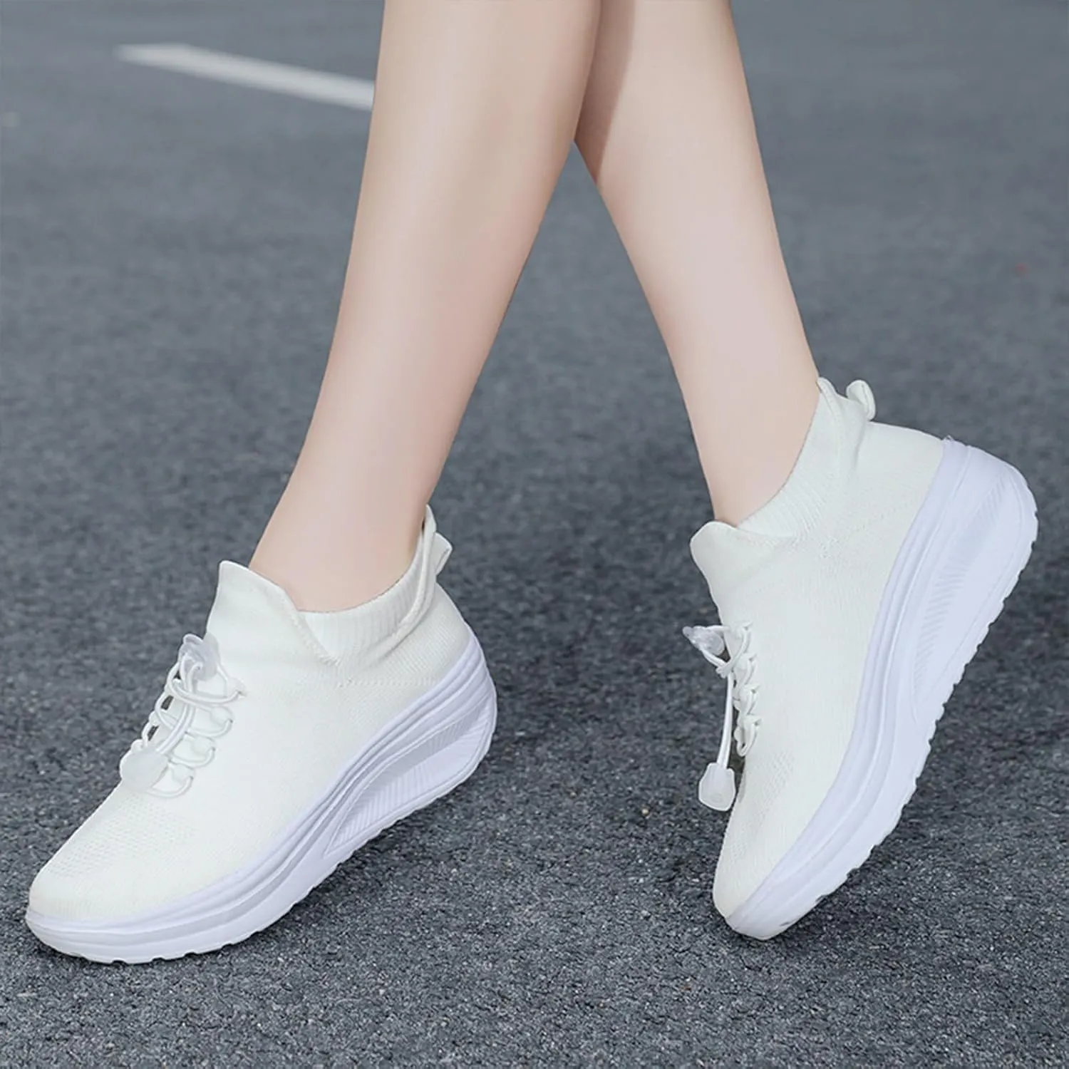 Women's Orthopedic Sock Sneakers Stretchy Mesh Slip-On Increase Height Walking Shoes Casual Comfortable Nursing Work Shoes