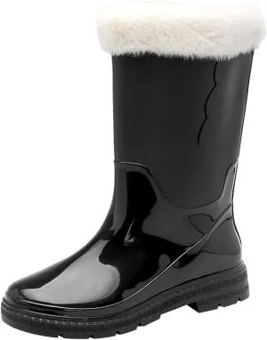 Womens Rain Boots Mens Snow Boots Waterproof Insulated Non-Slip Mid-Calf Boots Slip On Fishing Boots For Men