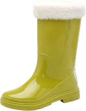 Womens Rain Boots Mens Snow Boots Waterproof Insulated Non-Slip Mid-Calf Boots Slip On Fishing Boots For Men