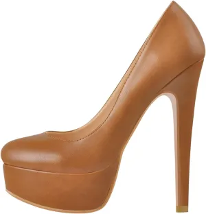 Women's Round Toe Dressy High Heels Platform Stilettos Pumps Shoes