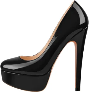 Women's Round Toe Dressy High Heels Platform Stilettos Pumps Shoes