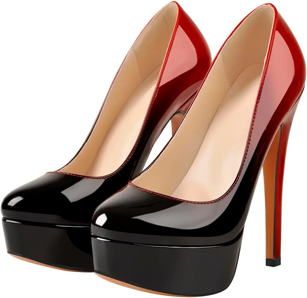 Women's Round Toe Dressy High Heels Platform Stilettos Pumps Shoes