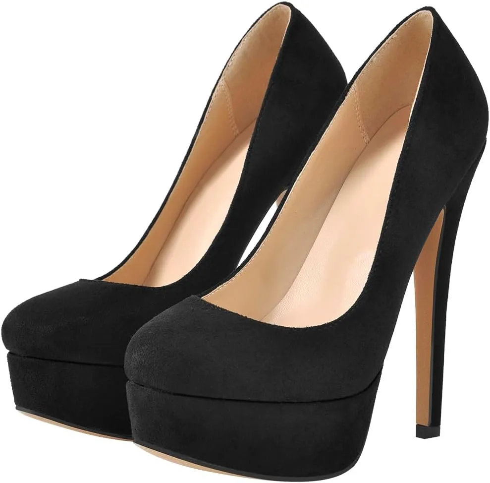 Women's Round Toe Dressy High Heels Platform Stilettos Pumps Shoes