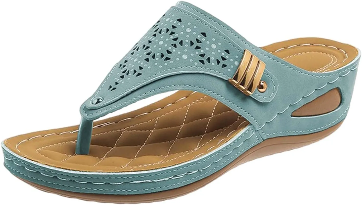 Womens Sandals 2025 Orthopedic Wide Width Slip-On Dressy Comfortable Summer Shoes Wedge Flip Flops Blue Spring
