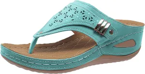 Womens Sandals 2025 Orthopedic Wide Width Slip-On Dressy Comfortable Summer Shoes Wedge Flip Flops Blue Spring