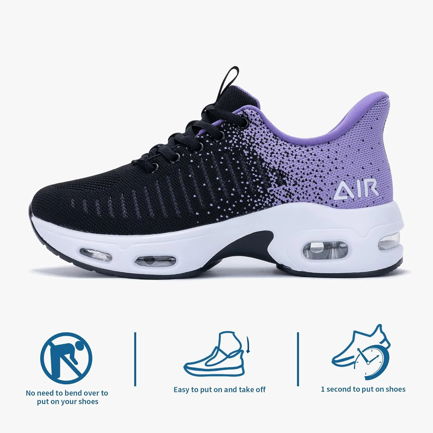Women's Walking Shoes Slip On Sneakers, Easy Put On Air Tennis Shoes for Ladies