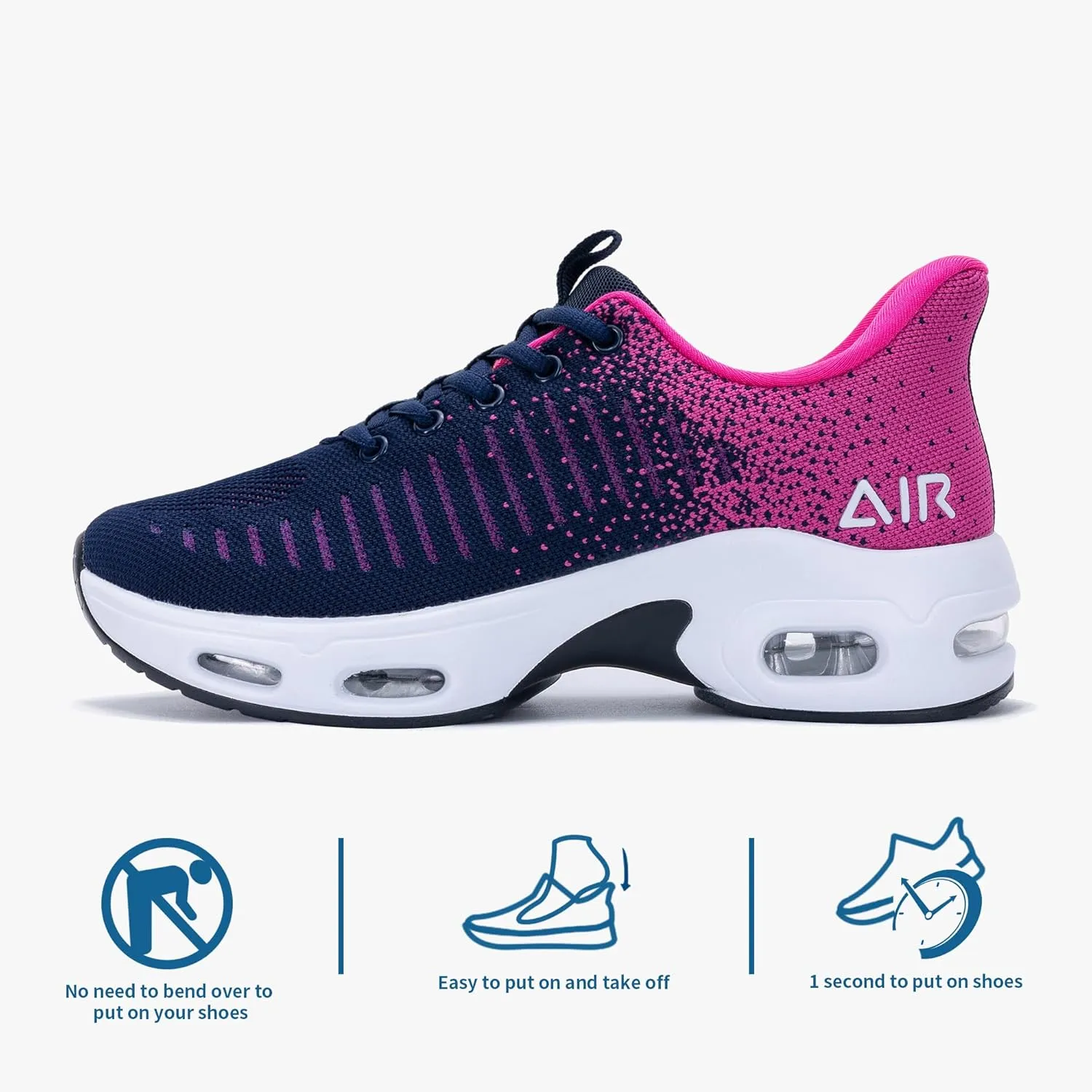 Women's Walking Shoes Slip On Sneakers, Easy Put On Air Tennis Shoes for Ladies