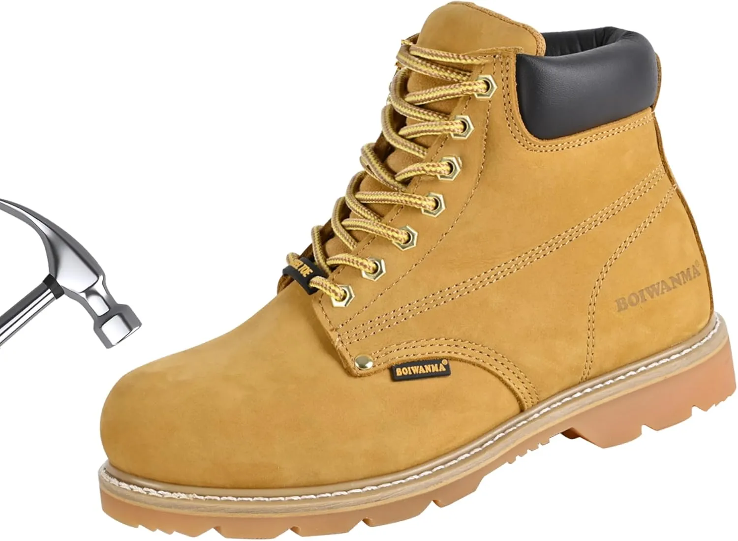 Work Boots for Men, Steel Toe, Leather, Oil, Slip and Heat Resistant Heavy Duty Wide Industrial & Construction Safety Boots, US 10M
