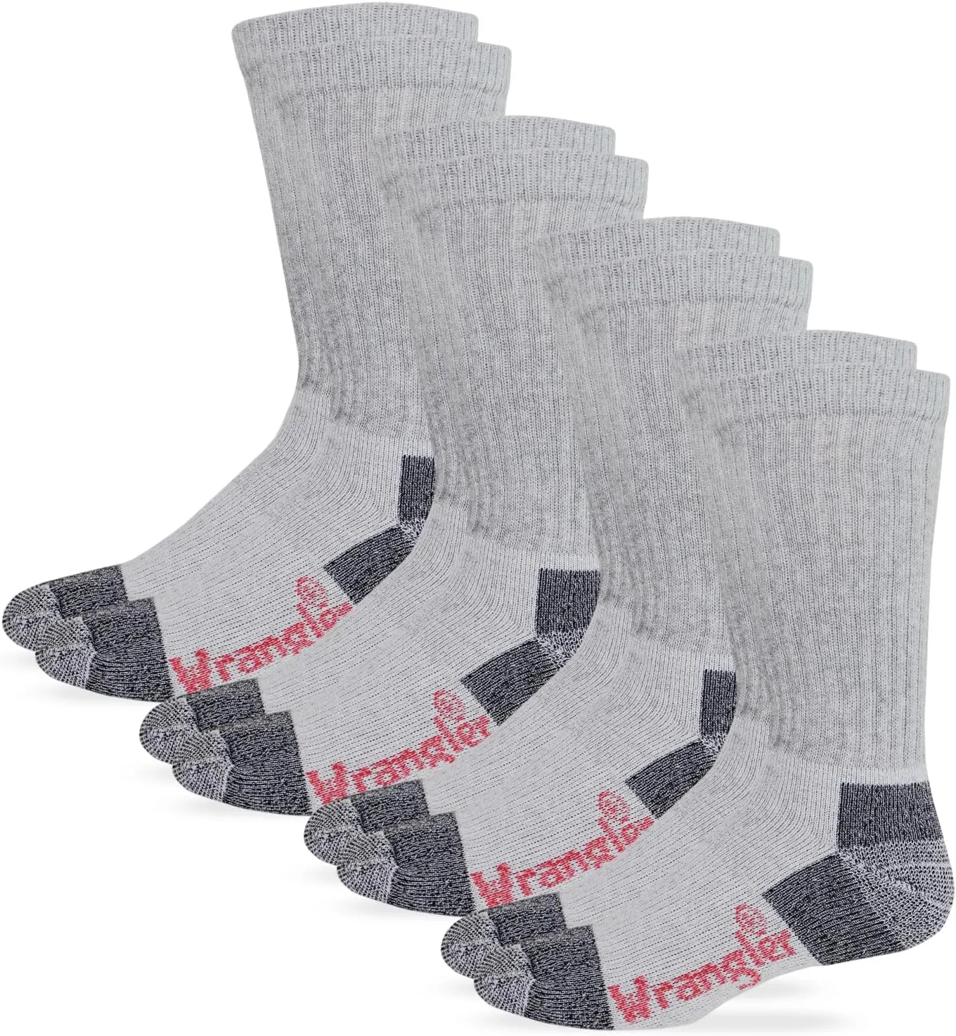 Wrangler Men's Steel Toe Boot Work Crew Cotton Cushion Socks 4 Pair Pack