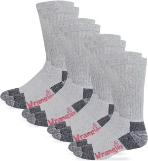 Wrangler Men's Steel Toe Boot Work Crew Cotton Cushion Socks 4 Pair Pack