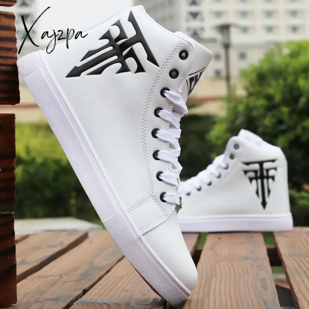 Xajzpa - High Top Sneakers Man White Vulcanized Sneakers Flat Comfortable Shoes Men Autumn Spring Fashion Mens Shoes Vulcanize Shoes