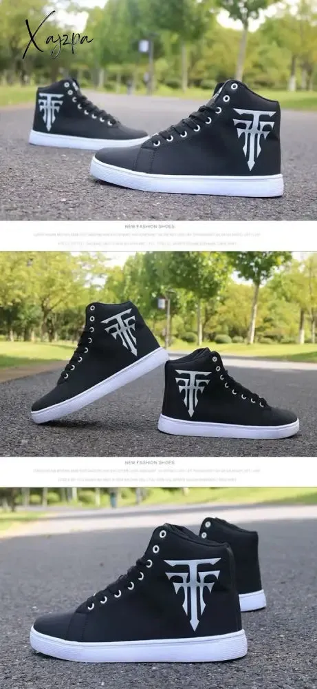 Xajzpa - High Top Sneakers Man White Vulcanized Sneakers Flat Comfortable Shoes Men Autumn Spring Fashion Mens Shoes Vulcanize Shoes
